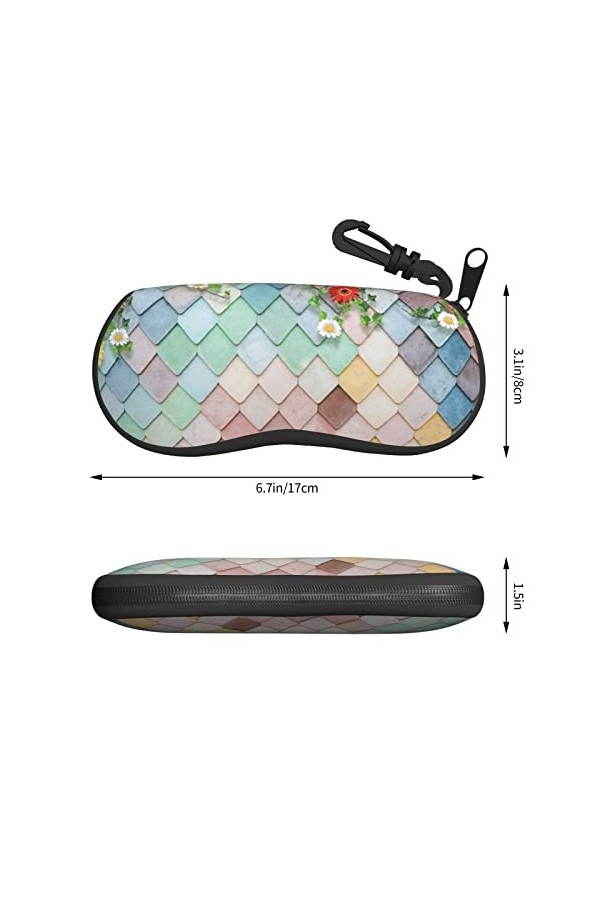 SATUSA Étui à lunettes coloré ondulé imprimé mural avec fermeture éclair, pochette souple pour lunettes de soleil, étui de vo
