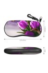 SATUSA Étui à lunettes à fermeture éclair avec motif tulipe violette, pochette souple pour lunettes de soleil, étui de voyage