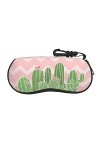 SATUSA Étui à lunettes à fermeture éclair avec motif cactus désert, pochette souple pour lunettes de soleil, étui de voyage p