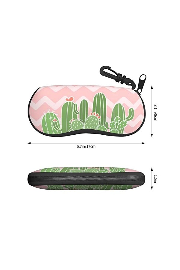 SATUSA Étui à lunettes à fermeture éclair avec motif cactus désert, pochette souple pour lunettes de soleil, étui de voyage p