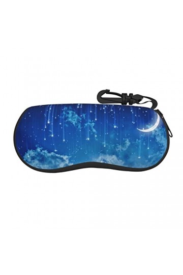Étui à lunettes avec fermeture éclair et imprimé étoilé et lune, pochette souple pour lunettes de soleil, étui de voyage port