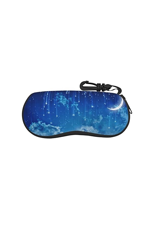 Étui à lunettes avec fermeture éclair et imprimé étoilé et lune, pochette souple pour lunettes de soleil, étui de voyage port