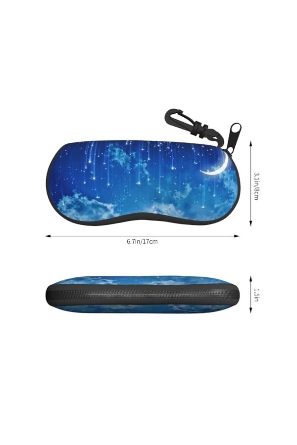 Étui à lunettes avec fermeture éclair et imprimé étoilé et lune, pochette souple pour lunettes de soleil, étui de voyage port