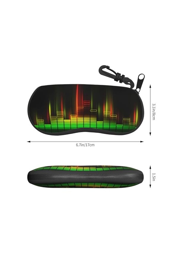 SATUSA Étui à lunettes à fermeture éclair avec imprimé musique cool - Pochette souple pour lunettes de soleil - Étui de voyag