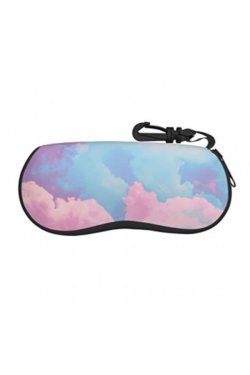 SATUSA Étui à lunettes avec fermeture éclair et motif nuages colorés dans le ciel, pochette souple pour lunettes de soleil, é