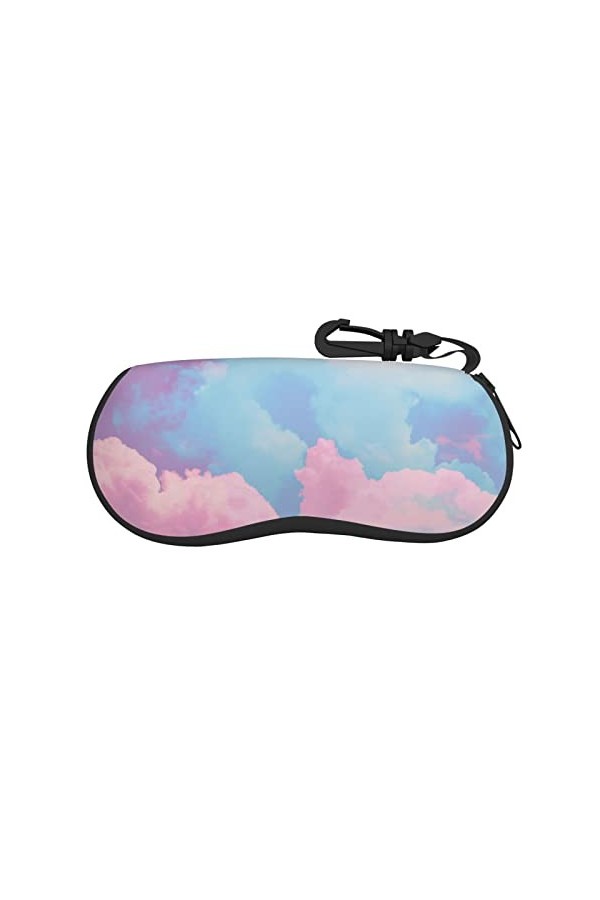SATUSA Étui à lunettes avec fermeture éclair et motif nuages colorés dans le ciel, pochette souple pour lunettes de soleil, é