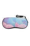 SATUSA Étui à lunettes avec fermeture éclair et motif nuages colorés dans le ciel, pochette souple pour lunettes de soleil, é