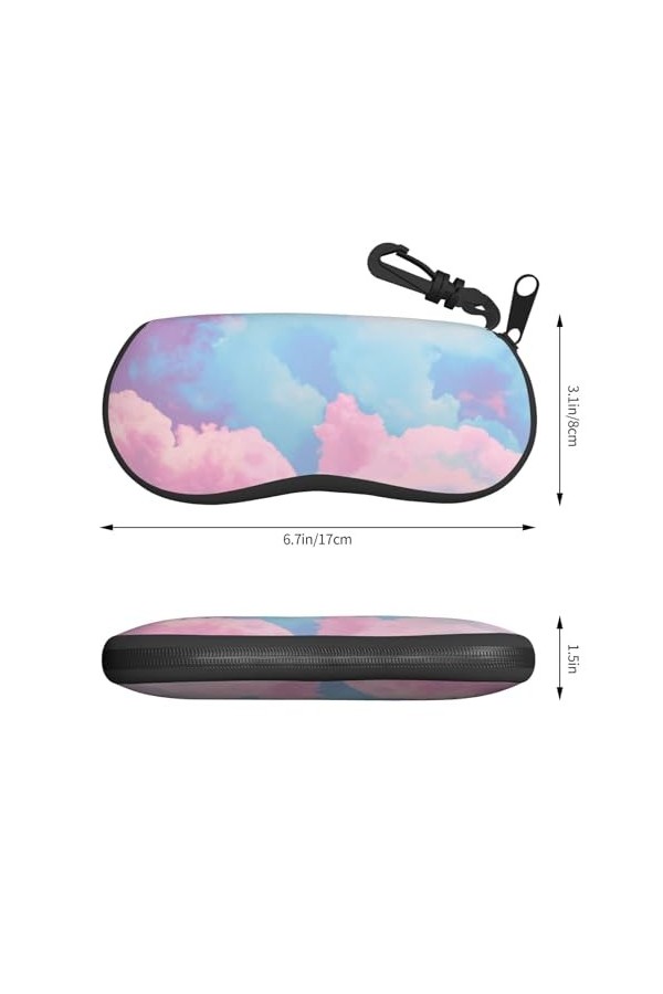 SATUSA Étui à lunettes avec fermeture éclair et motif nuages colorés dans le ciel, pochette souple pour lunettes de soleil, é