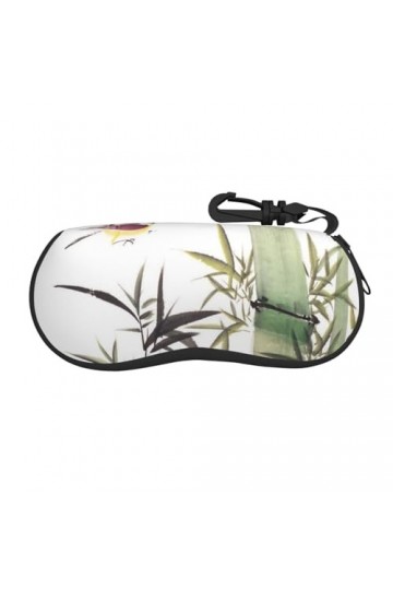SATUSA Étui à lunettes à fermeture éclair avec motif doiseau en bambou, pochette souple pour lunettes de soleil, étui de voy