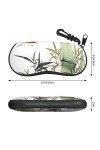 SATUSA Étui à lunettes à fermeture éclair avec motif doiseau en bambou, pochette souple pour lunettes de soleil, étui de voy