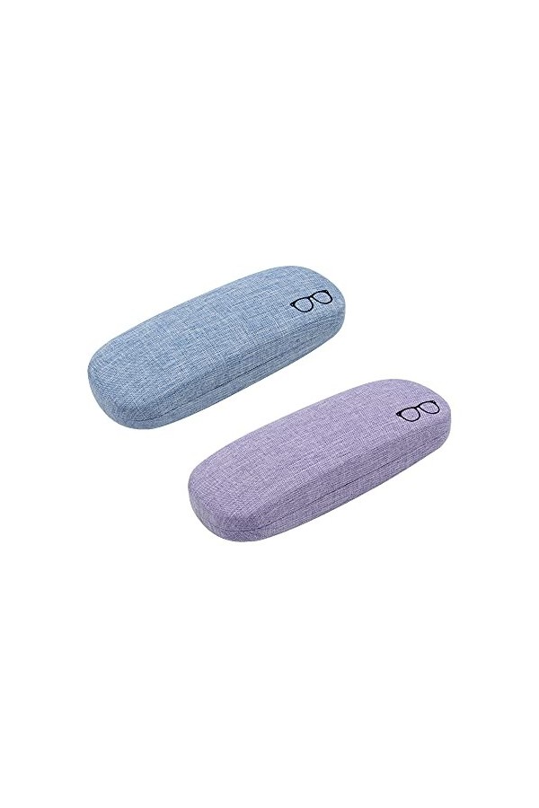 Sixfolo 2 Pièces Étuis à Lunettes Toile de Lin Etui Lunettes Rigide pour Femme Homme Enfant Aîné Lunettes Boîte de Protection
