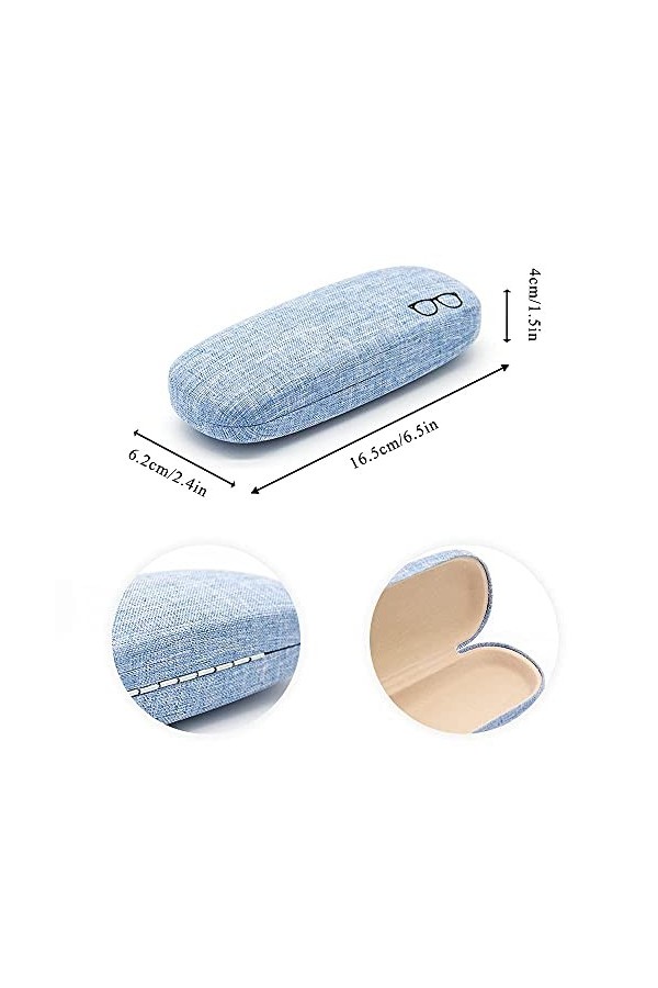 Sixfolo 2 Pièces Étuis à Lunettes Toile de Lin Etui Lunettes Rigide pour Femme Homme Enfant Aîné Lunettes Boîte de Protection
