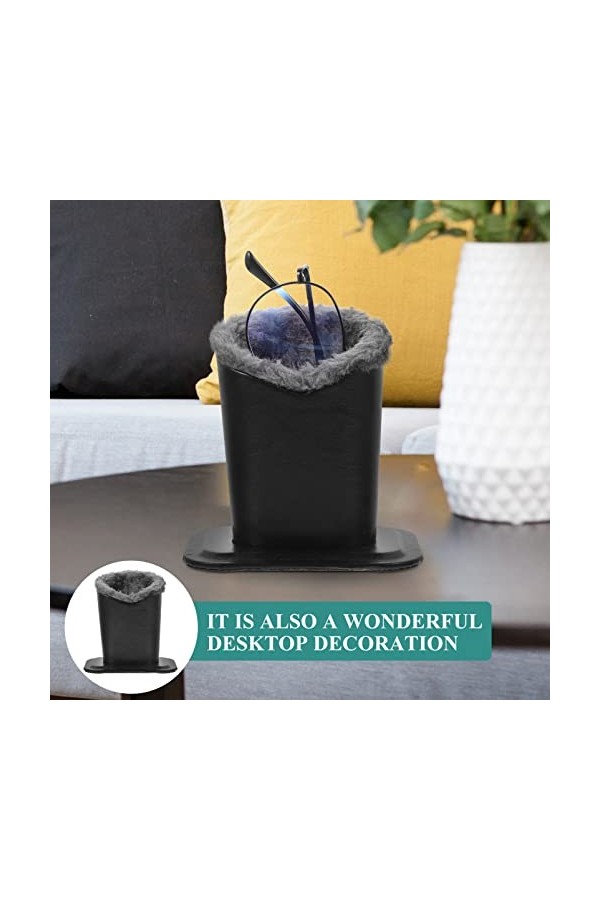 Healvian Étui À Lunettes Doublé en Peluche Support Porte-Lunettes en Cuir PU Étui en Peluche Peluche Doublé Porte- pour Table