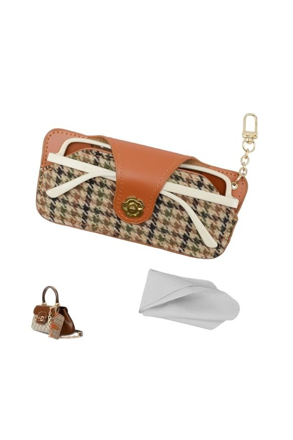 WURTON Sac à lunettes de soleil en cuir souple, étui à lunettes souple pour femme, pochette pour lunettes de soleil, pochette