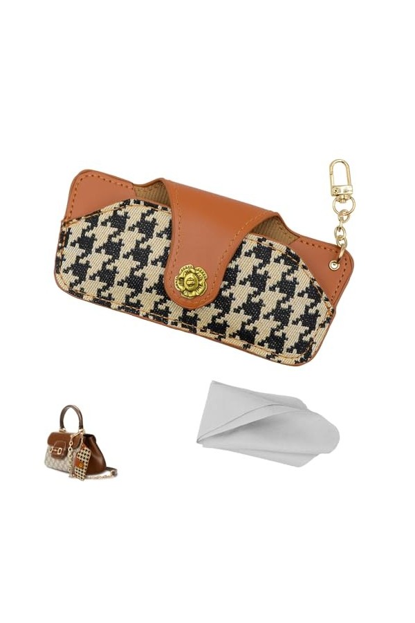 WURTON Sac à lunettes de soleil en cuir souple, étui à lunettes souple pour femme, pochette pour lunettes de soleil, pochette