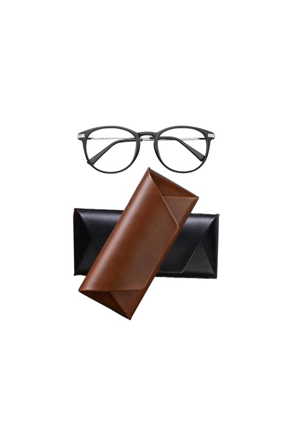 FZSECRIU 2 Pièces Étuis à Lunettes Femme, Etui Lunettes Cuir, Rangement Lunettes, Boite a Lunette, Etui Lunettes Rigide Homme
