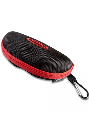TOPSIDE Étui lunettes rigide Homme Femme avec Fermeture Éclair Noir - Inclut un Mousqueton, un Cordon à Lunettes et un Chif