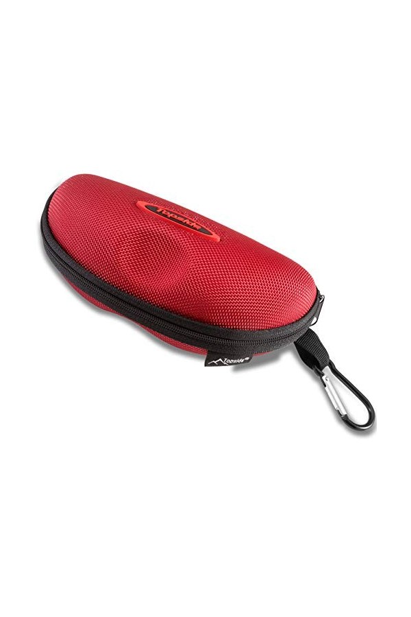 TOPSIDE Étui lunettes rigide Homme Femme avec Fermeture Éclair Noir - Inclut un Mousqueton, un Cordon à Lunettes et un Chif