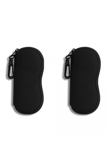 Hion Lot de 2 étuis à lunettes de soleil pochette souple avec clip ceinture sac à lunettes de soleil ultra léger en néoprène 