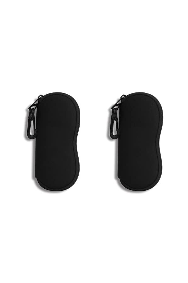Hion Lot de 2 étuis à lunettes de soleil pochette souple avec clip ceinture sac à lunettes de soleil ultra léger en néoprène 