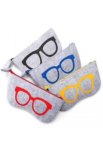 Soleebee Paquet de 4 Étuis à Lunettes portatifs Sac à Main en Lunettes Boîte Sacs en Feutre Doux Pochette de Organisateur