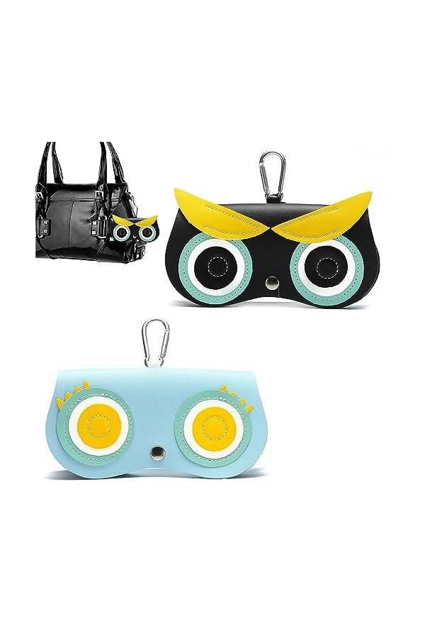 ALUYF 2 Pièces Etuis Lunettes Souple,Étui à Lunette Portable,Sac à Lunettes de Soleil en Cuir,Étui à Lunettes de Voyage Porta