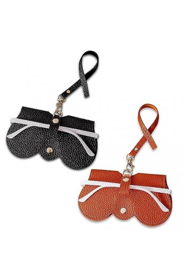 AYNKH Lot de 2 étuis à lunettes de soleil en Cuir Souple avec Lanière, Résistant aux Rayures Pochette à Lunettes Portable,Étu