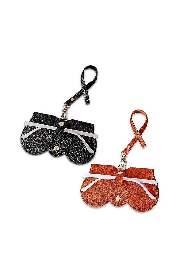 AYNKH Lot de 2 étuis à lunettes de soleil en Cuir Souple avec Lanière, Résistant aux Rayures Pochette à Lunettes Portable,Étu