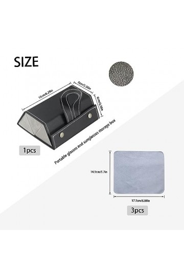 ATBUSS 1 boîte de rangement portable pour lunettes de soleil et lunettes de soleil avec trois compartiments et trois chiffons