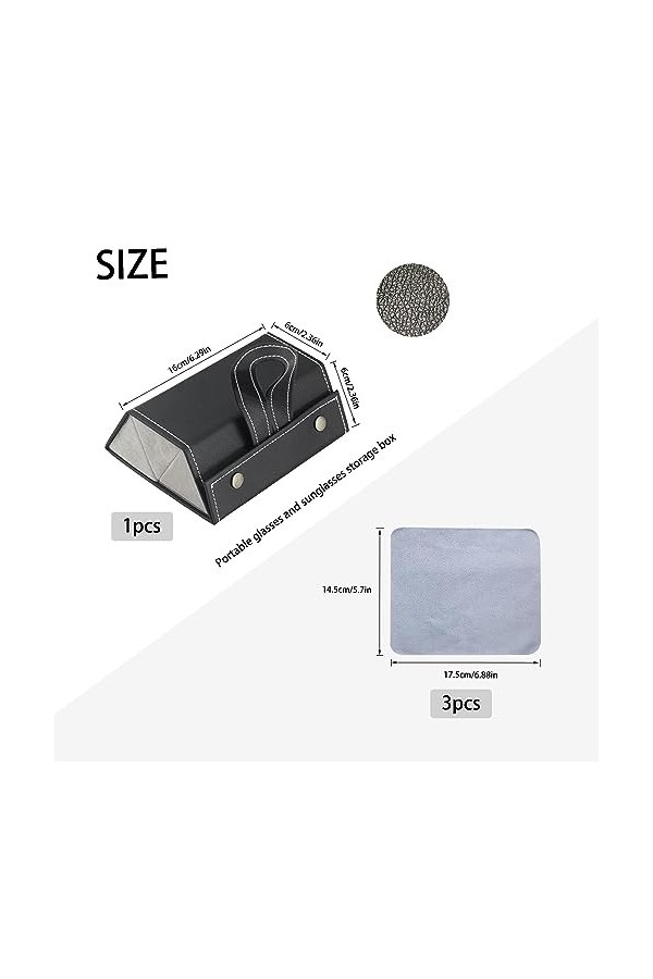 ATBUSS 1 boîte de rangement portable pour lunettes de soleil et lunettes de soleil avec trois compartiments et trois chiffons