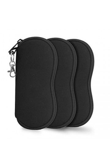 alladaga Lot de 3 Sacs de Lunettes de Soleil Portables en Néoprène avec Fermeture éclair pour Homme et Femme