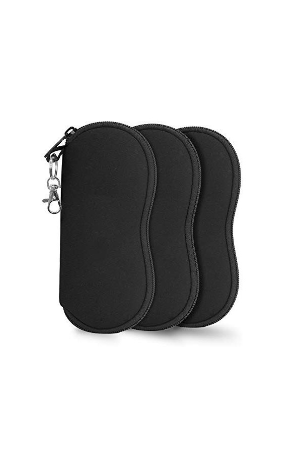 alladaga Lot de 3 Sacs de Lunettes de Soleil Portables en Néoprène avec Fermeture éclair pour Homme et Femme