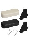 Boisbresil 2PCS Étui à Lunettes Rigide avec 2 Tournevis pour Lunettes et 2 Chiffon Lunette, Étui à Lunettes Universel en Cuir