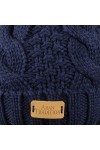 Aran Traditions Navy Blue Cable Knit Pom Pom Bobble Hat