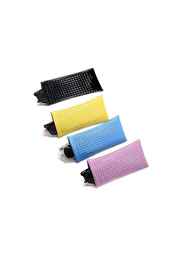 Pochette à Lunettes de Soleil,4 pièces Sac Lunettes PU Cuir Étui à Lunettes pour Femmes Hommes Lunettes de Soleil et Lunettes