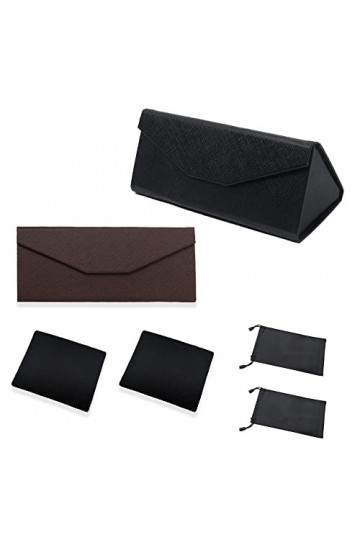 Pilikoll 2 Pièces Étui à Lunettes Pliable avec 2 Chiffon à Lunettes, 2 lunettes Stockage Pouch Étui Pliable à Lunettes de Sol