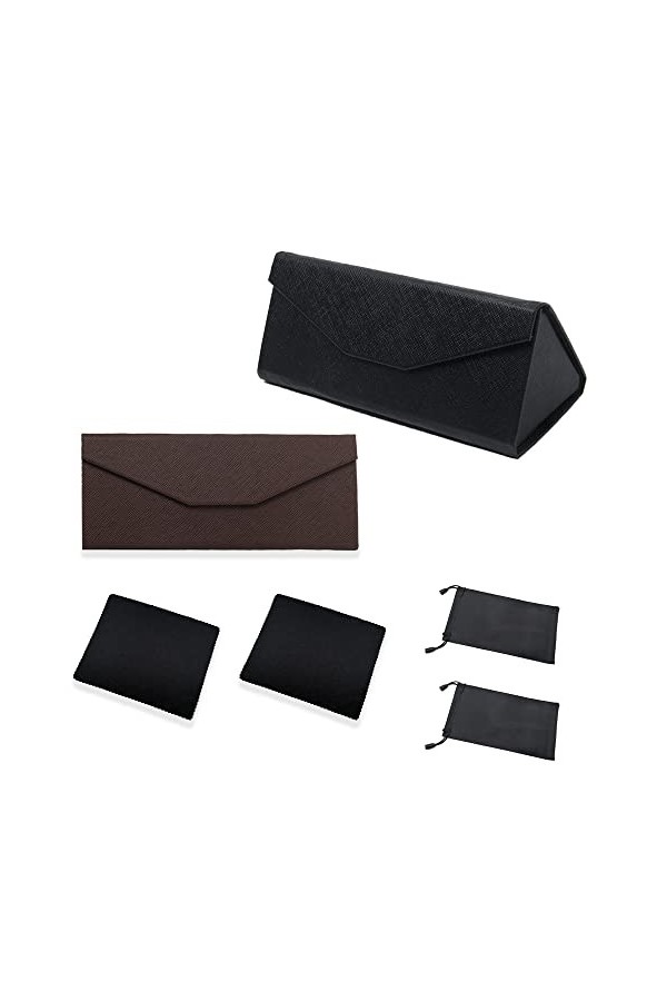 Pilikoll 2 Pièces Étui à Lunettes Pliable avec 2 Chiffon à Lunettes, 2 lunettes Stockage Pouch Étui Pliable à Lunettes de Sol