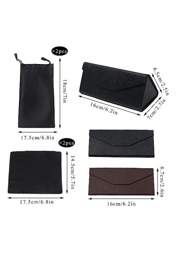 Pilikoll 2 Pièces Étui à Lunettes Pliable avec 2 Chiffon à Lunettes, 2 lunettes Stockage Pouch Étui Pliable à Lunettes de Sol