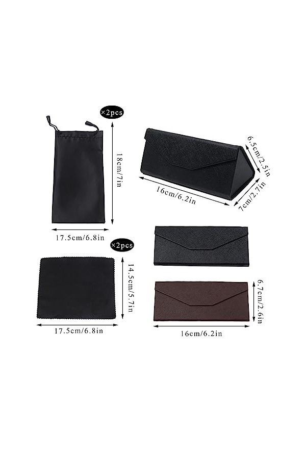 Pilikoll 2 Pièces Étui à Lunettes Pliable avec 2 Chiffon à Lunettes, 2 lunettes Stockage Pouch Étui Pliable à Lunettes de Sol
