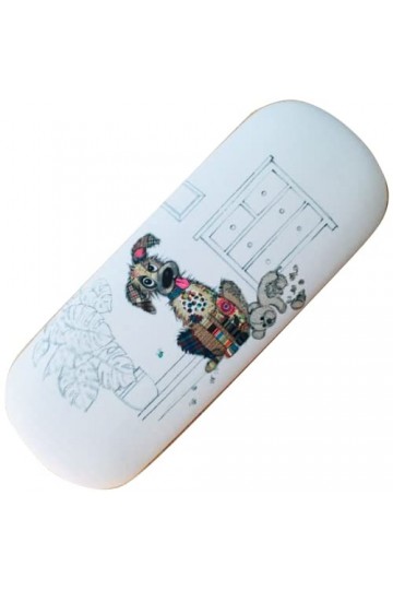 KIUB Etui à lunettes rigide - motif chien stylisé Beige Taille unique