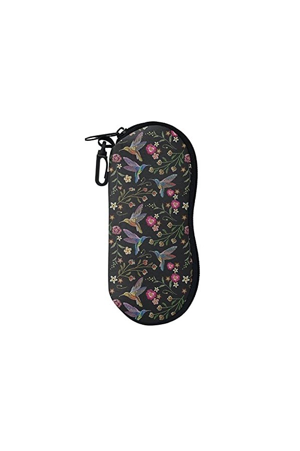 Binienty Étui souple à lunettes, sac de cas de poche de lunettes de fermeture éclair avec clip de ceinture, portable, dinosau