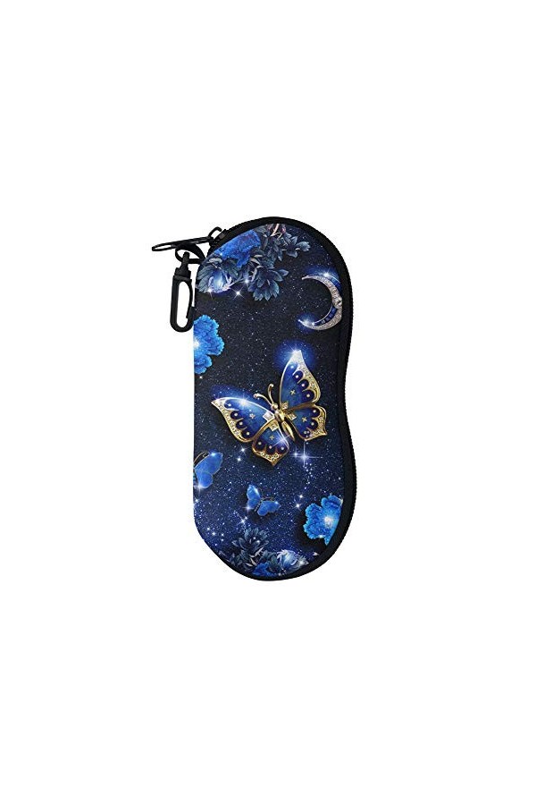 Binienty Étui souple à lunettes, sac de cas de poche de lunettes de fermeture éclair avec clip de ceinture, portable, dinosau