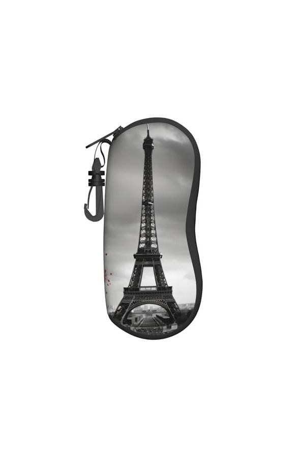 OPSREY Étui souple à fermeture éclair pour lunettes de soleil Motif biscuits pain dépice, Tour Eiffel Paris Gris, taille uni