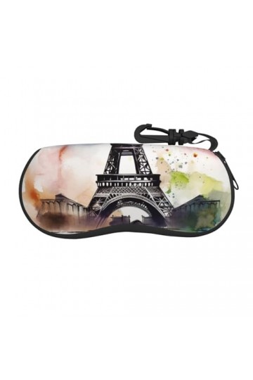OPSREY Étui à lunettes de voyage avec fermeture éclair - Motif boules de Noël roses, Motif Paris et Tour Eiffel, taille uniqu