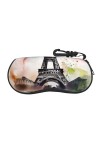 OPSREY Étui à lunettes de voyage avec fermeture éclair - Motif boules de Noël roses, Motif Paris et Tour Eiffel, taille uniqu