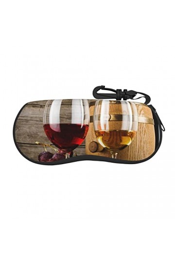 JCAKES Galsses et raisins de vin rouge avec étui à lunettes unisexe en bois, boîte de rangement pour lunettes de soleil, étui