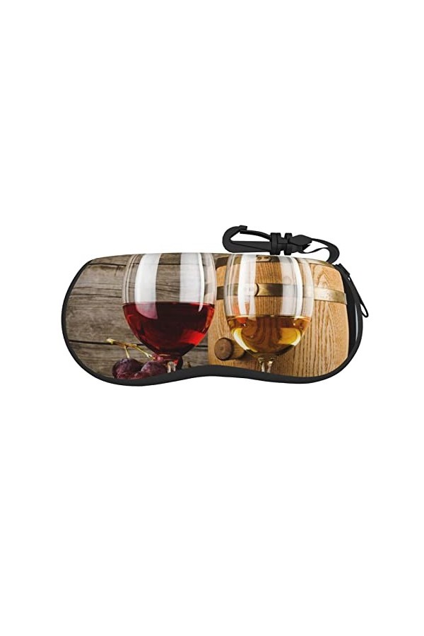 JCAKES Galsses et raisins de vin rouge avec étui à lunettes unisexe en bois, boîte de rangement pour lunettes de soleil, étui