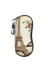 JCAKES Étui à lunettes de la Tour de Paris, étui de protection portable, boîte de lunettes de soleil tendance avec une boucle