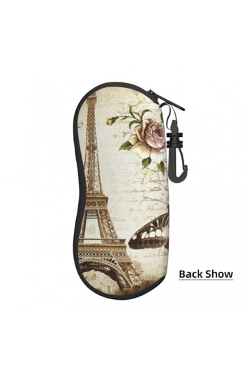 JCAKES Étui à lunettes de la Tour de Paris, étui de protection portable, boîte de lunettes de soleil tendance avec une boucle