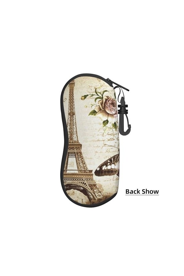 JCAKES Étui à lunettes de la Tour de Paris, étui de protection portable, boîte de lunettes de soleil tendance avec une boucle